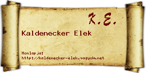Kaldenecker Elek névjegykártya